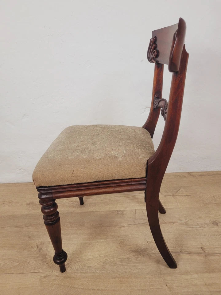 Victorian Bar Back Chair Floral Carved Needlepoint Antique Postage Available