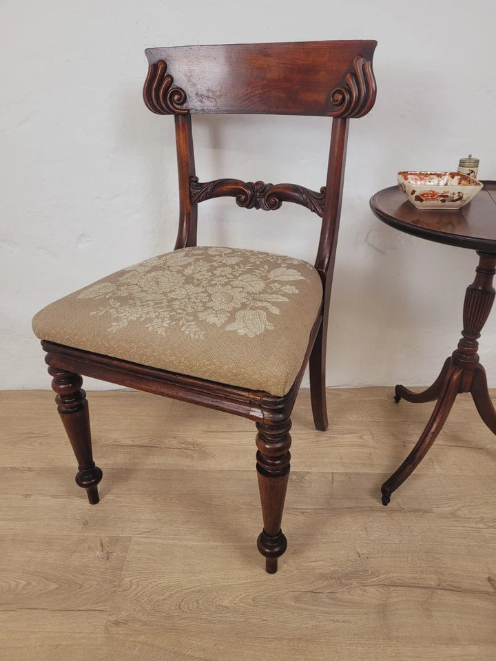 Victorian Bar Back Chair Floral Carved Needlepoint Antique Postage Available