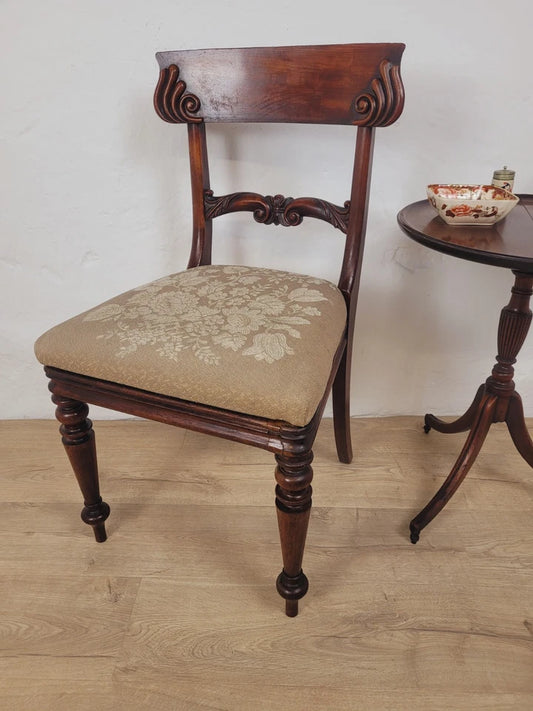 Victorian Bar Back Chair Floral Carved Needlepoint Antique Postage Available