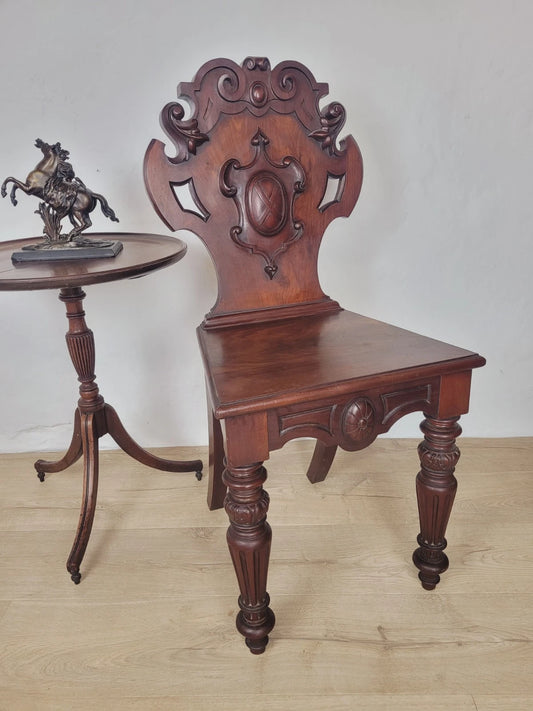Victorian Hall Chair 19th Century Carved  Mahogany Postage Available
