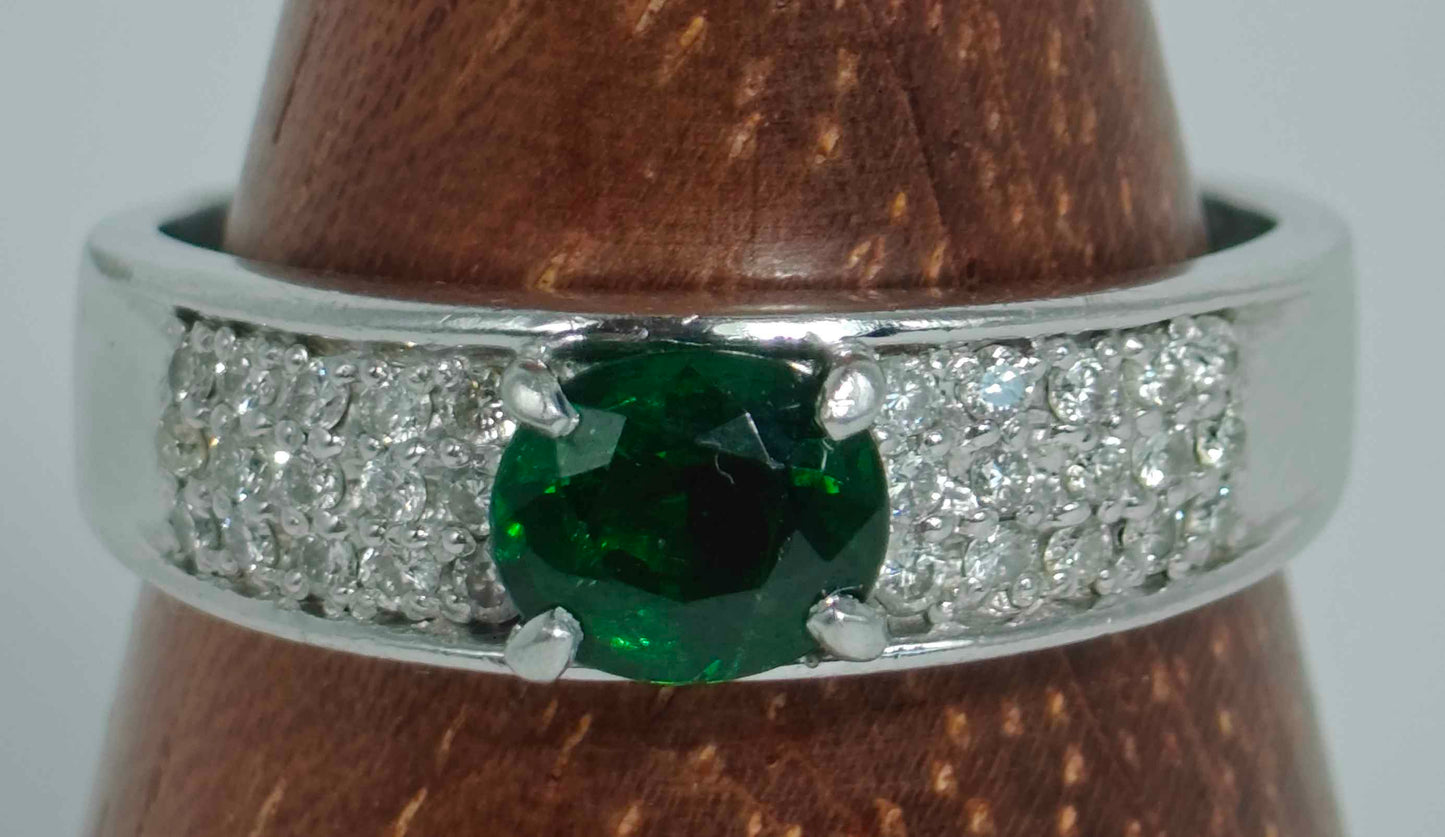 Diamond Tourmaline Ring Platinum Hallmarked Jewellery Postage Available