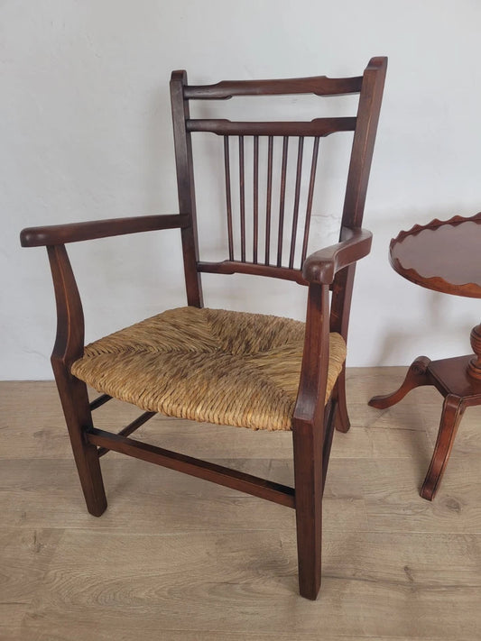 Country Armchair 19th-Century Rush Seat Bedroom Antique Postage Available