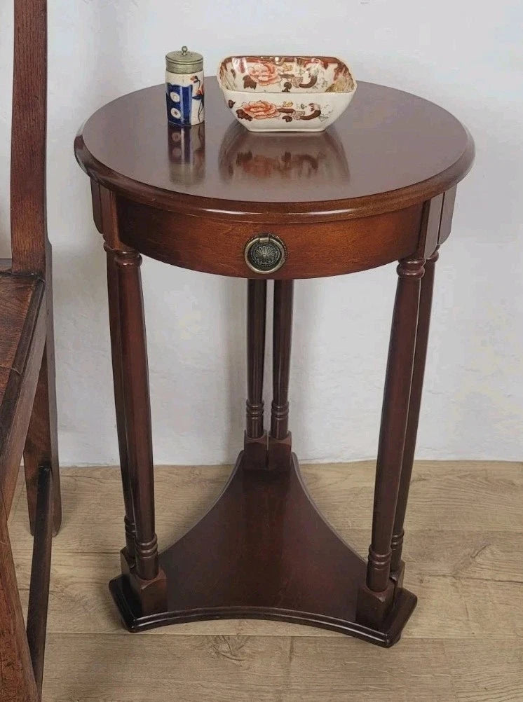 Vintage Occasional Table Circular Regency Style Drawer Postage Available
