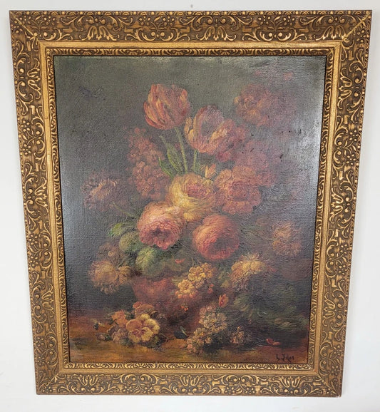 Louis Silas Oil Painting 1890 Still Life Bouquet Of Flowers Postage Available
