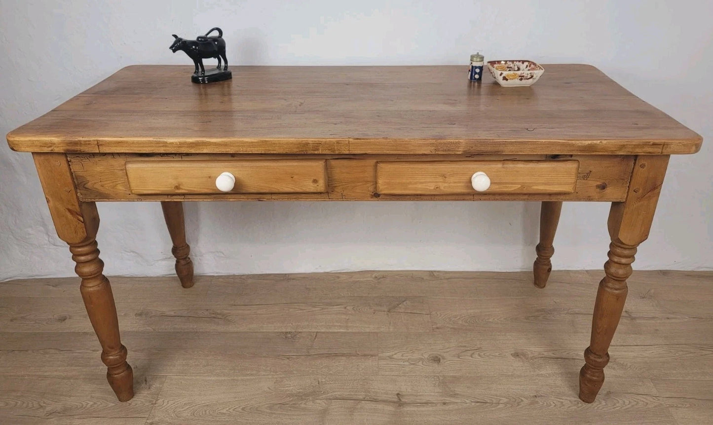 Victorian Kitchen Table Pine Porcelain Farmhouse Rustic 19thC Delivery Available