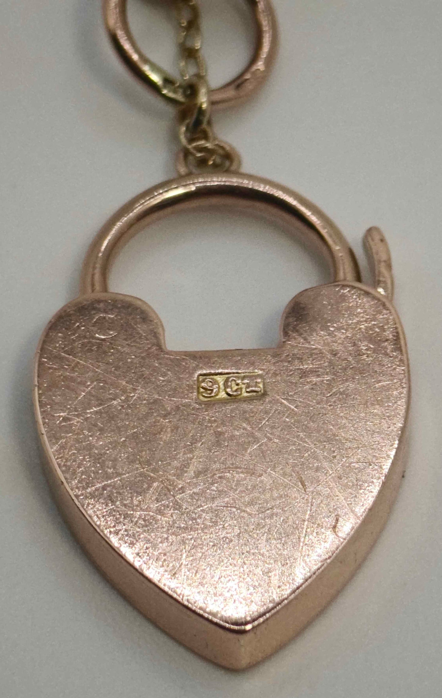 Vintage Heart Padlock Bracelet 9ct Rose Gold Curb Link Unisex Postage Available