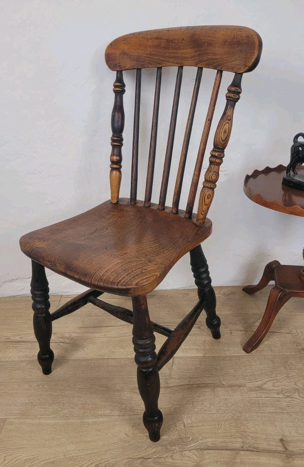 Elm Victorian Kitchen Chair Country Spindle Back Antique Postage Available