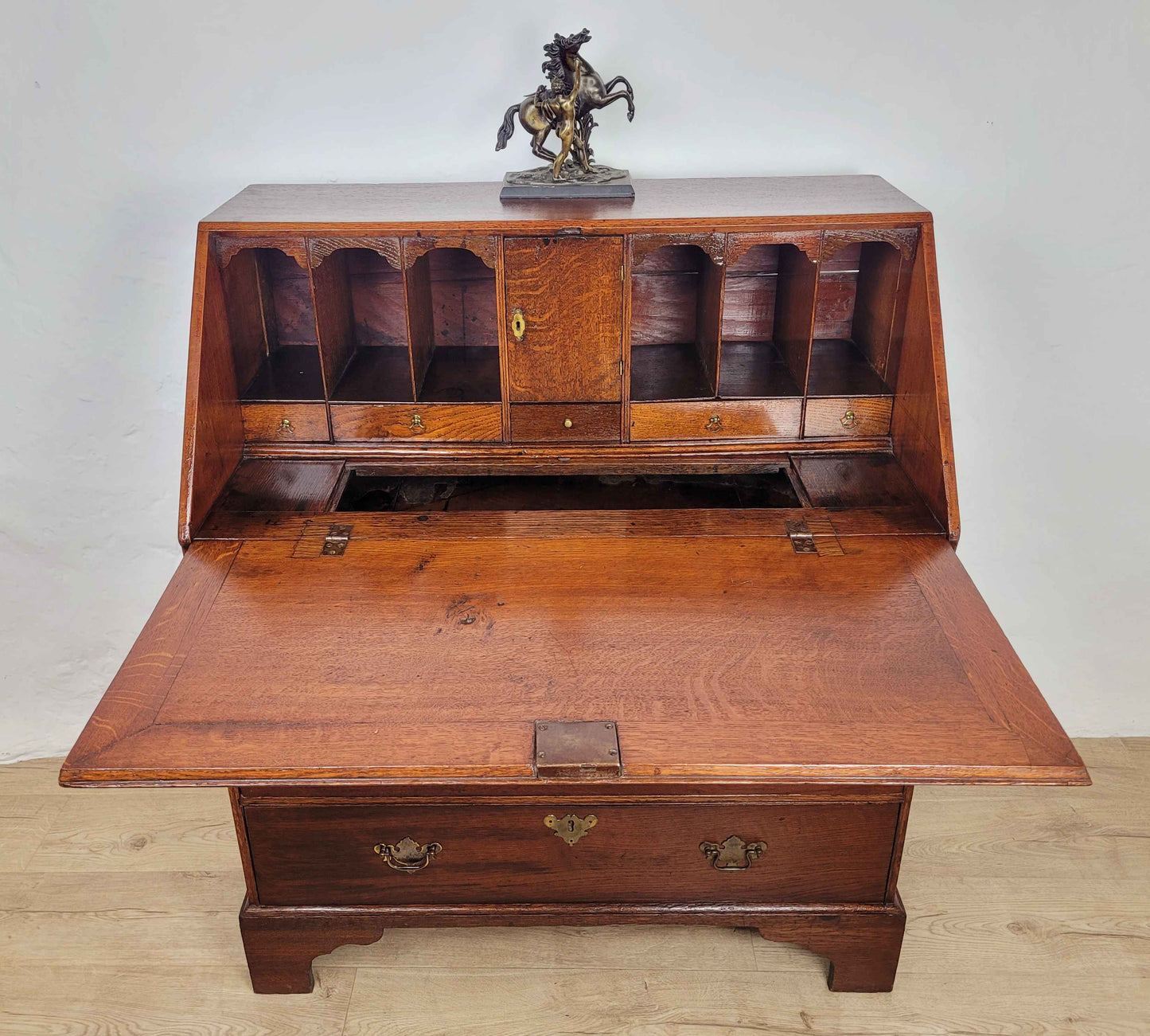 Victorian Writing Bureau Desk 19thC Oak Drop Handles Antique Delivery Available