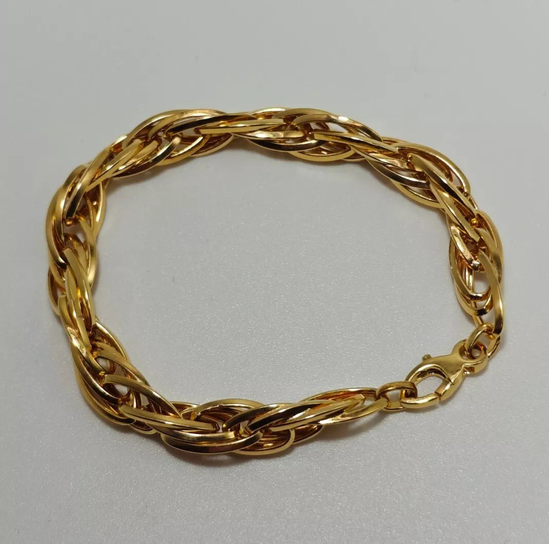 Rare Twisted Oval 9ct Gold Bracelet 7.5"