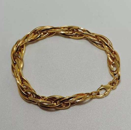 Rare Twisted Oval 9ct Gold Bracelet 7.5"