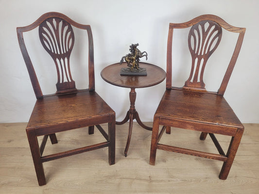 Country Kitchen Chairs Pair Pierced Back Elm 19thC Antique Postage Available