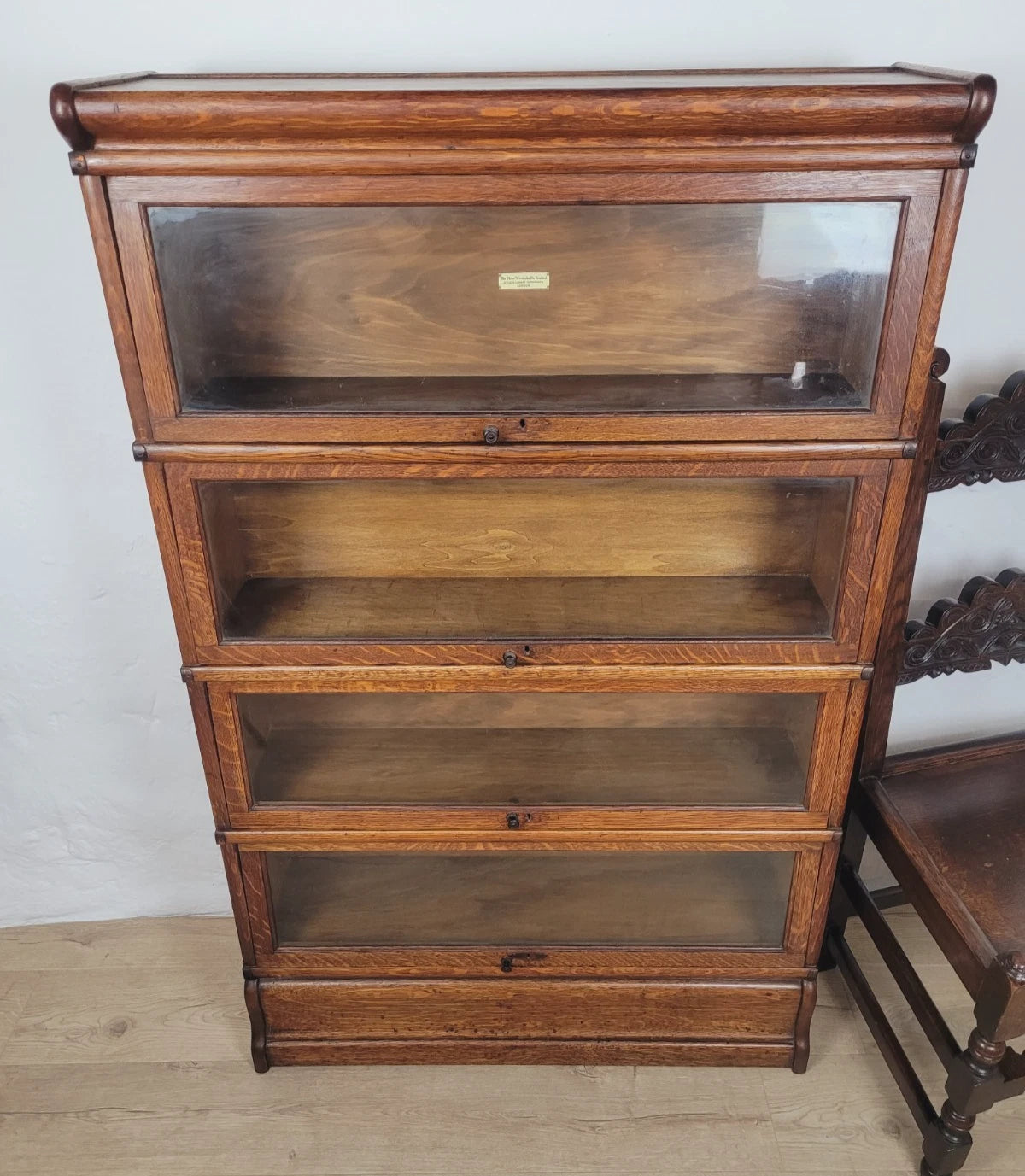 Globe Wernicke Bookcase Stackable Glass Doors Oak Antique Delivery Available