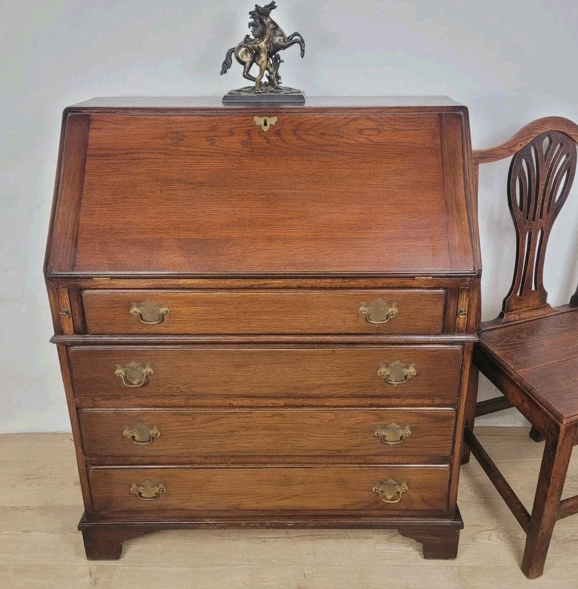 Oak Writing Bureau Desk Bevan Funnell Antique Style Handles Delivery Available