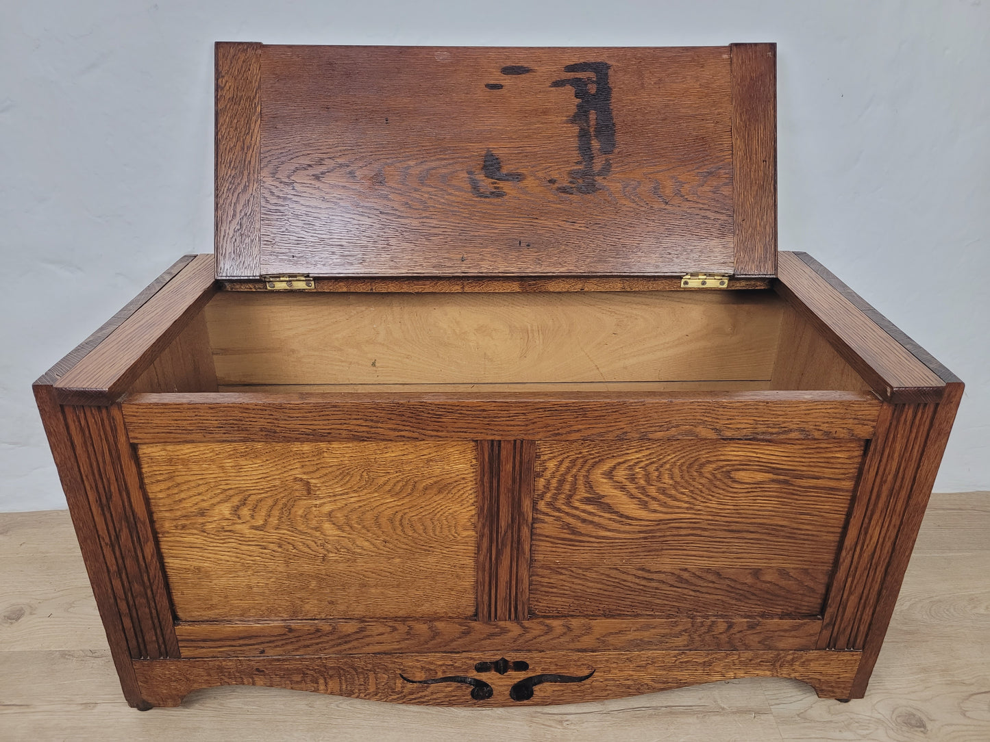Vintage Oak Coffer Blanket Box Chest Trunk 1970 Carved Storage Postage Available