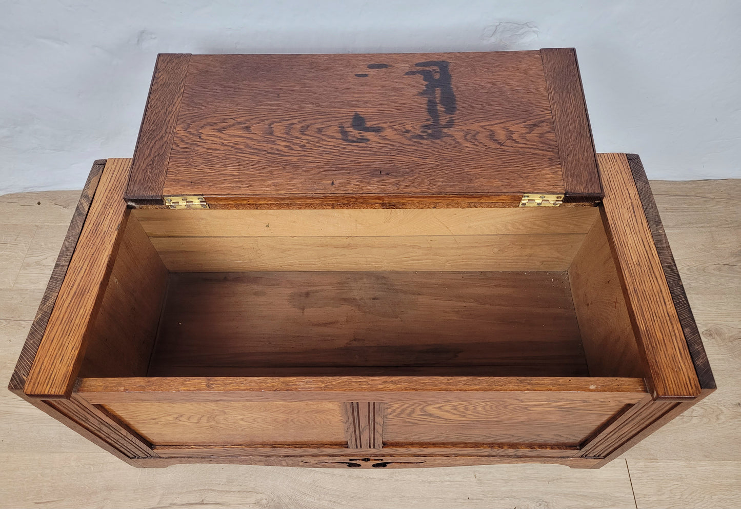 Vintage Oak Coffer Blanket Box Chest Trunk 1970 Carved Storage Postage Available