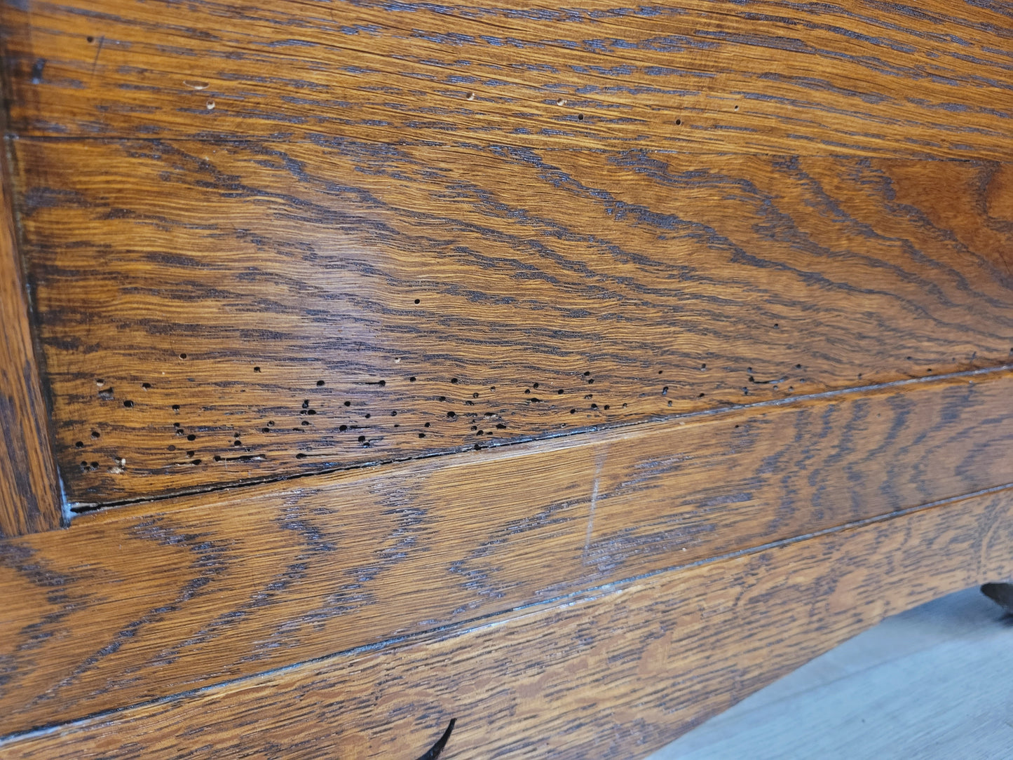 Vintage Oak Coffer Blanket Box Chest Trunk 1970 Carved Storage Postage Available