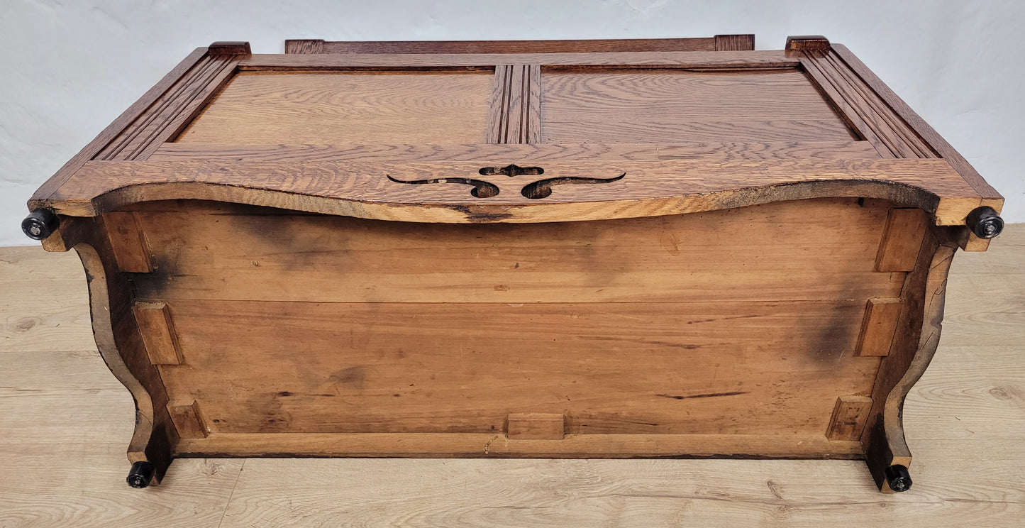 Vintage Oak Coffer Blanket Box Chest Trunk 1970 Carved Storage Postage Available