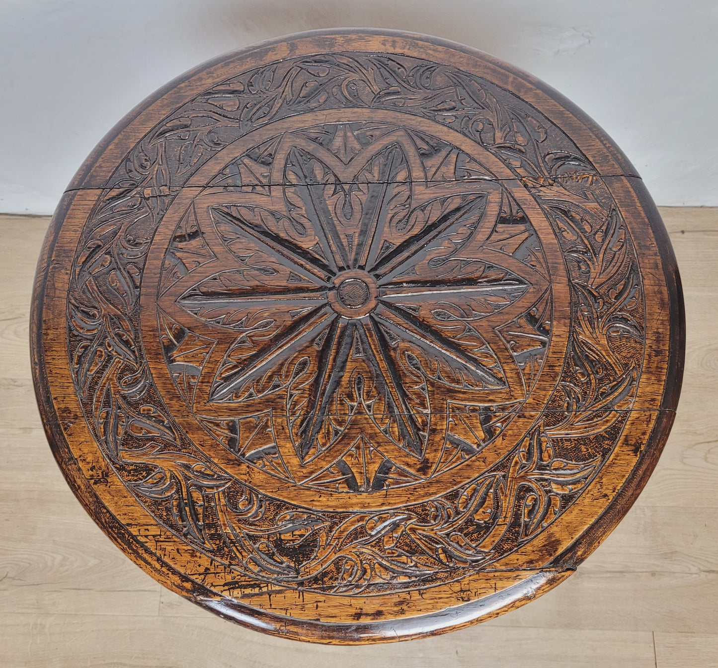 Victorian Circular Occasional Table Carved Oak 1900s Antique Postage Available