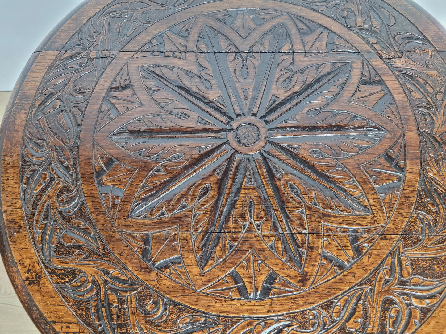 Victorian Circular Occasional Table Carved Oak 1900s Antique Postage Available