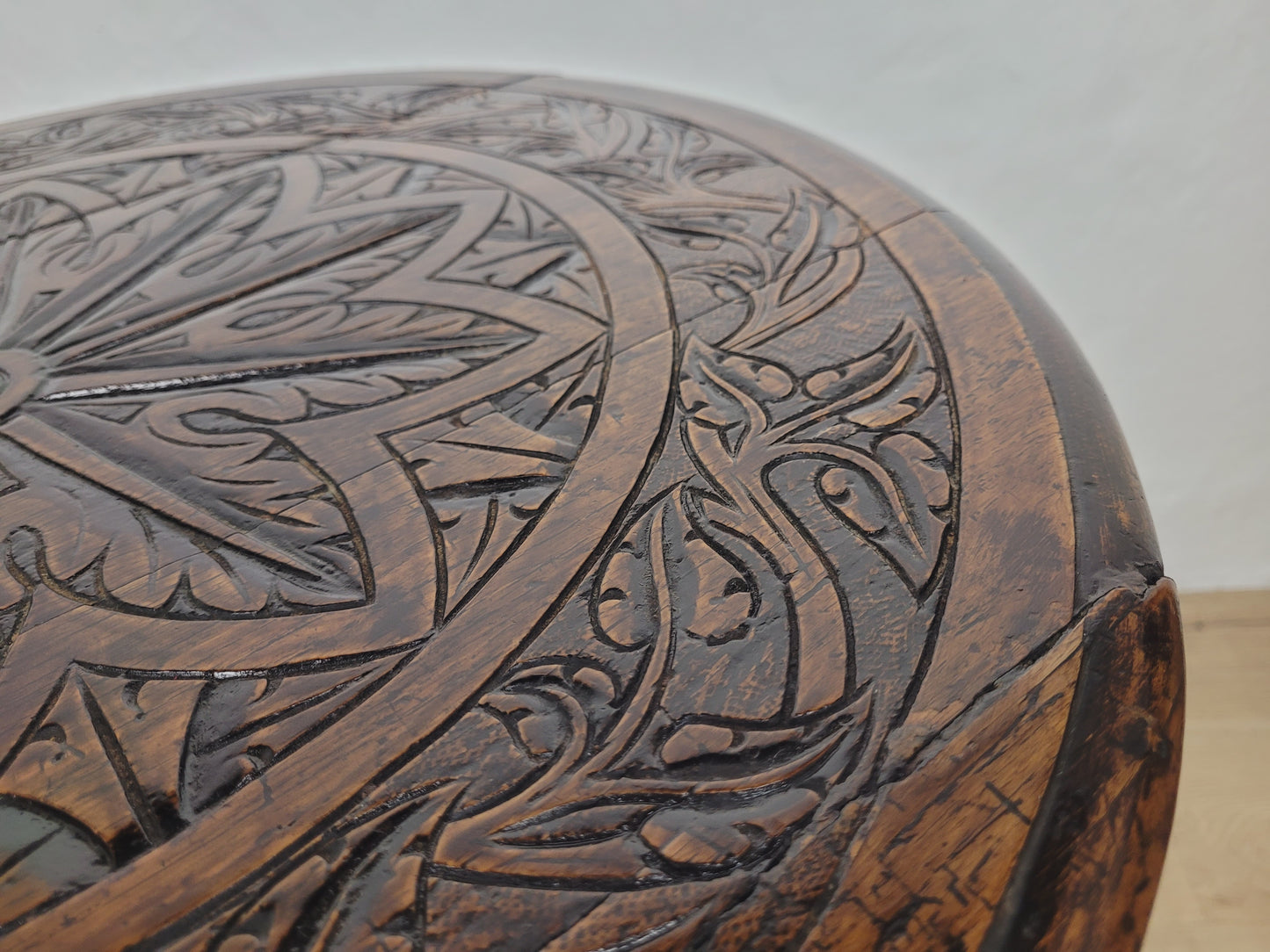 Victorian Circular Occasional Table Carved Oak 1900s Antique Postage Available