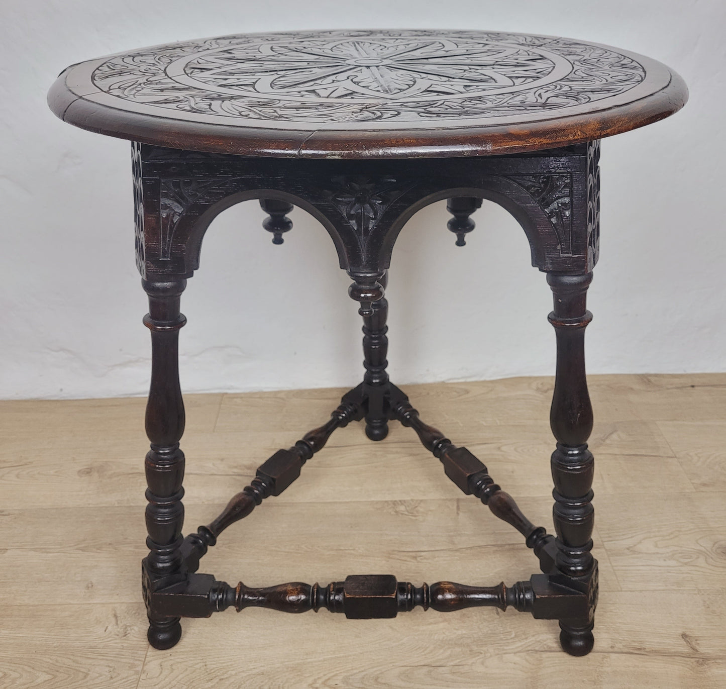 Victorian Circular Occasional Table Carved Oak 1900s Antique Postage Available