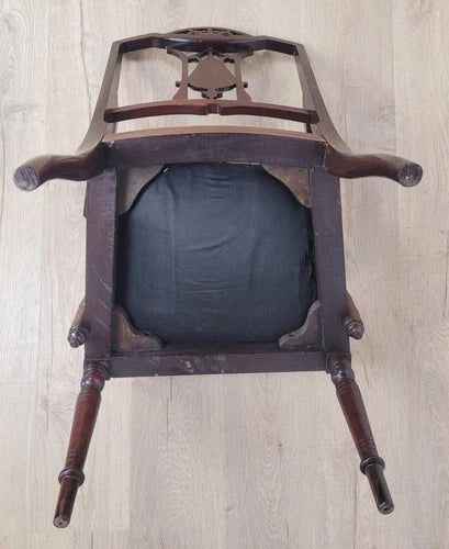 Edwardian Armchair Bedroom Inlaid Motif Carved Floral Postage Available