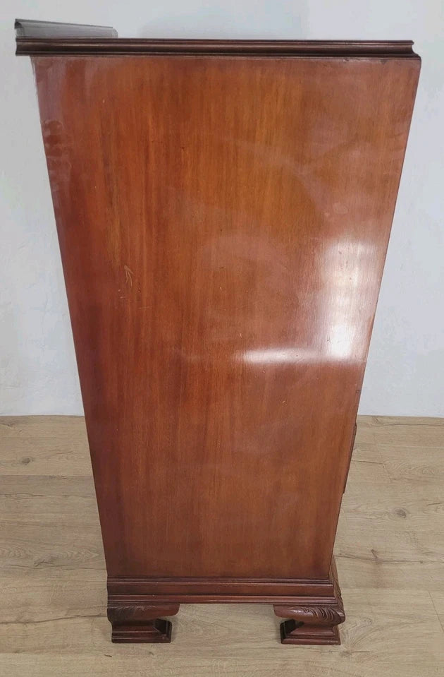 Vintage Walnut Dresser Cabinet Tallboy Linen Art Deco 1930s Delivery Available