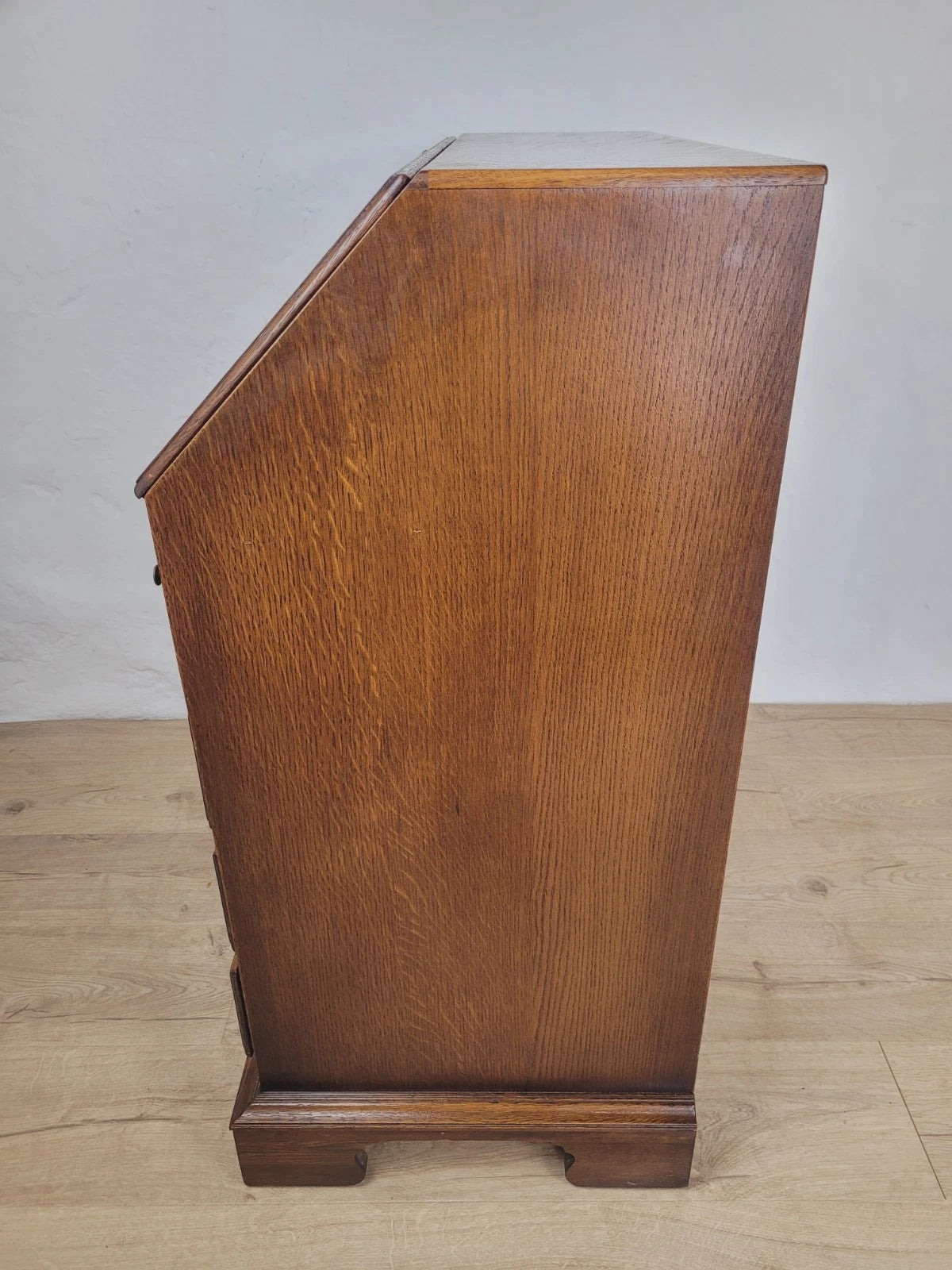 Oak Writing Bureau Desk Vintage Leather Mid Century Carved Delivery Available