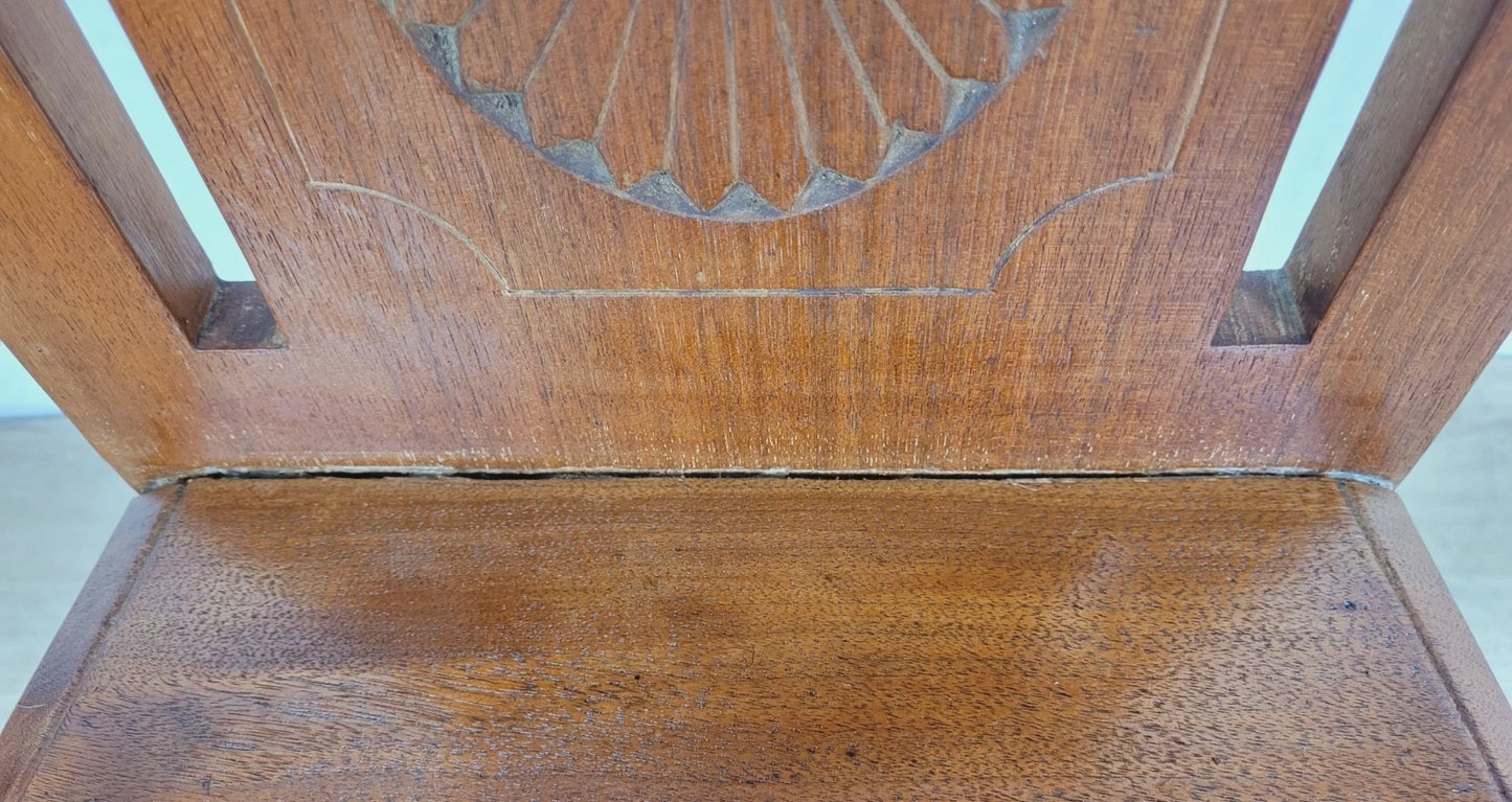 Victorian Hall Chair Chapel Carved 19thC Antique English Postage Available