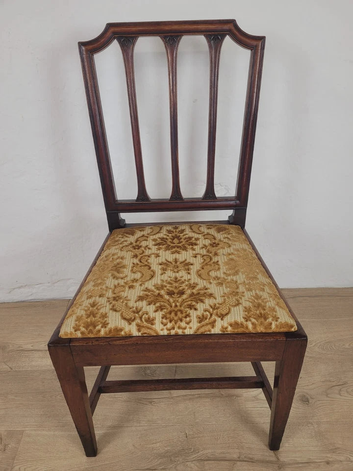Victorian Dining Chairs Set 4 Carved Floral Upholstery 19thC Postage Available