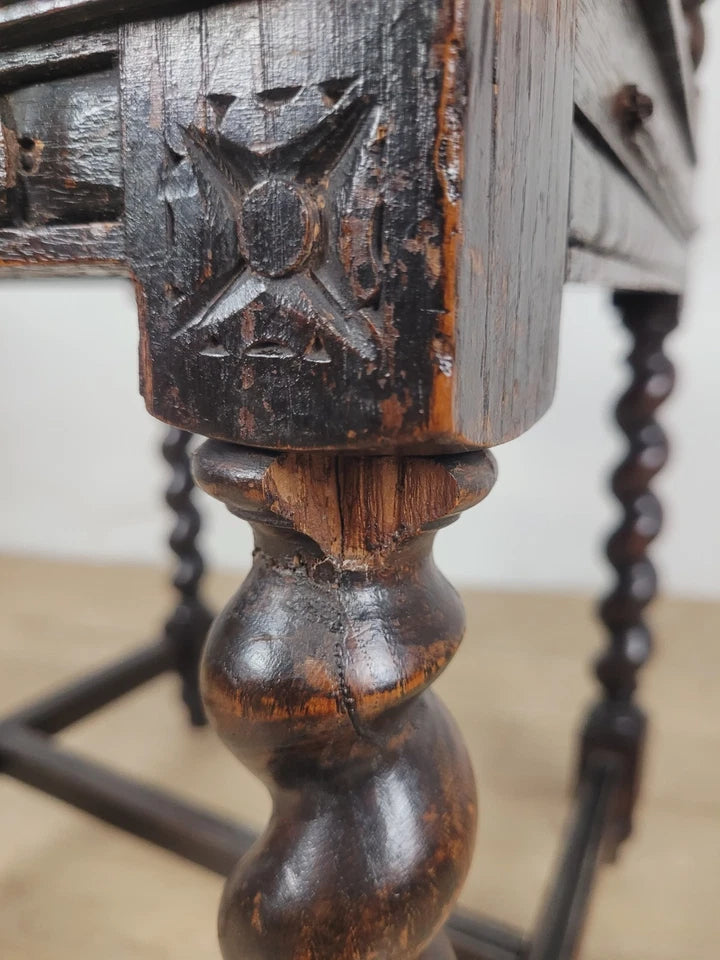 Victorian Side Chair Carved Barley Twist 17thC Styled Antique Postage Available