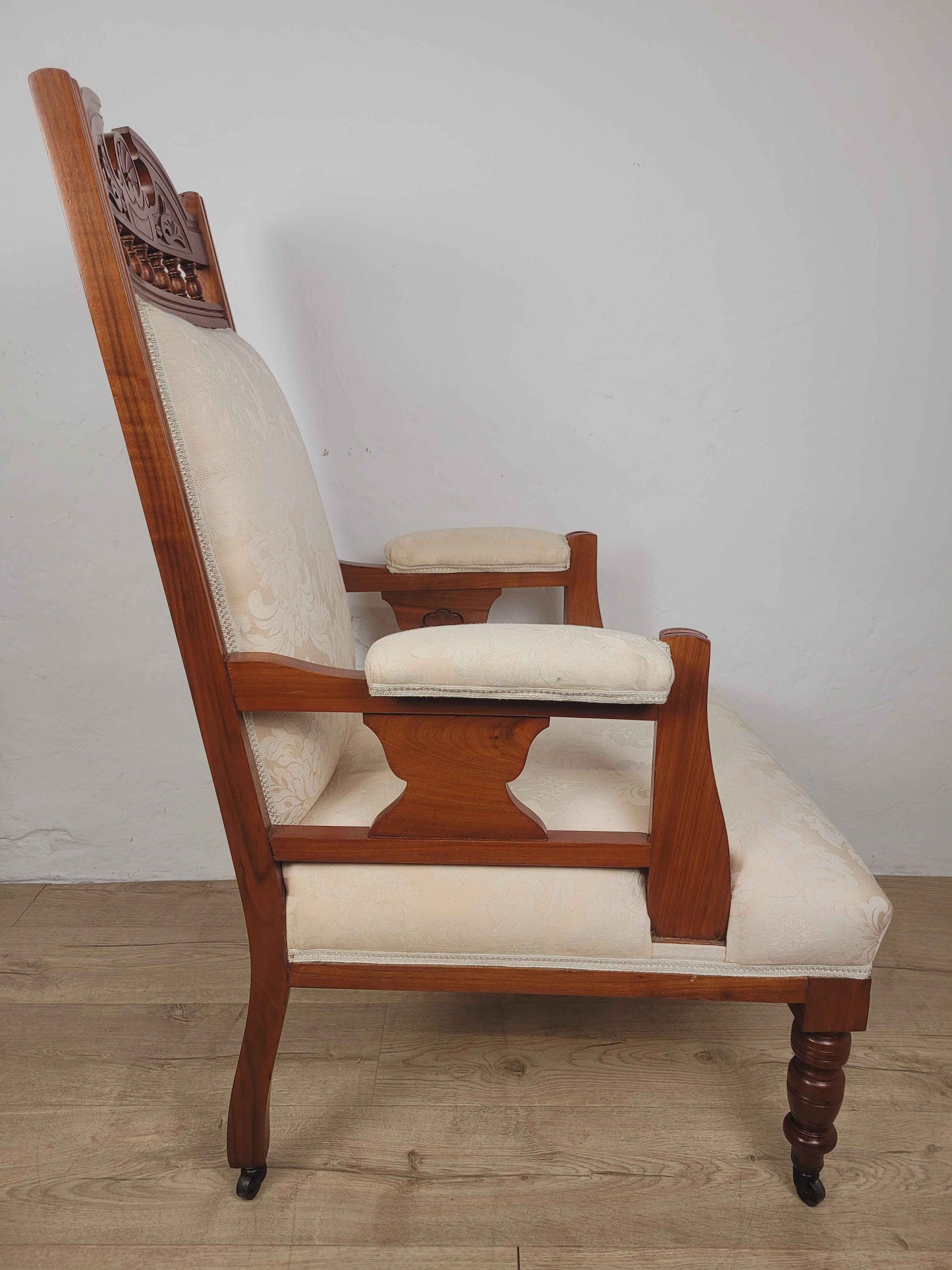 Pair of Vintage Armchairs Castors Floral Upholstery Reprod Delivery Available