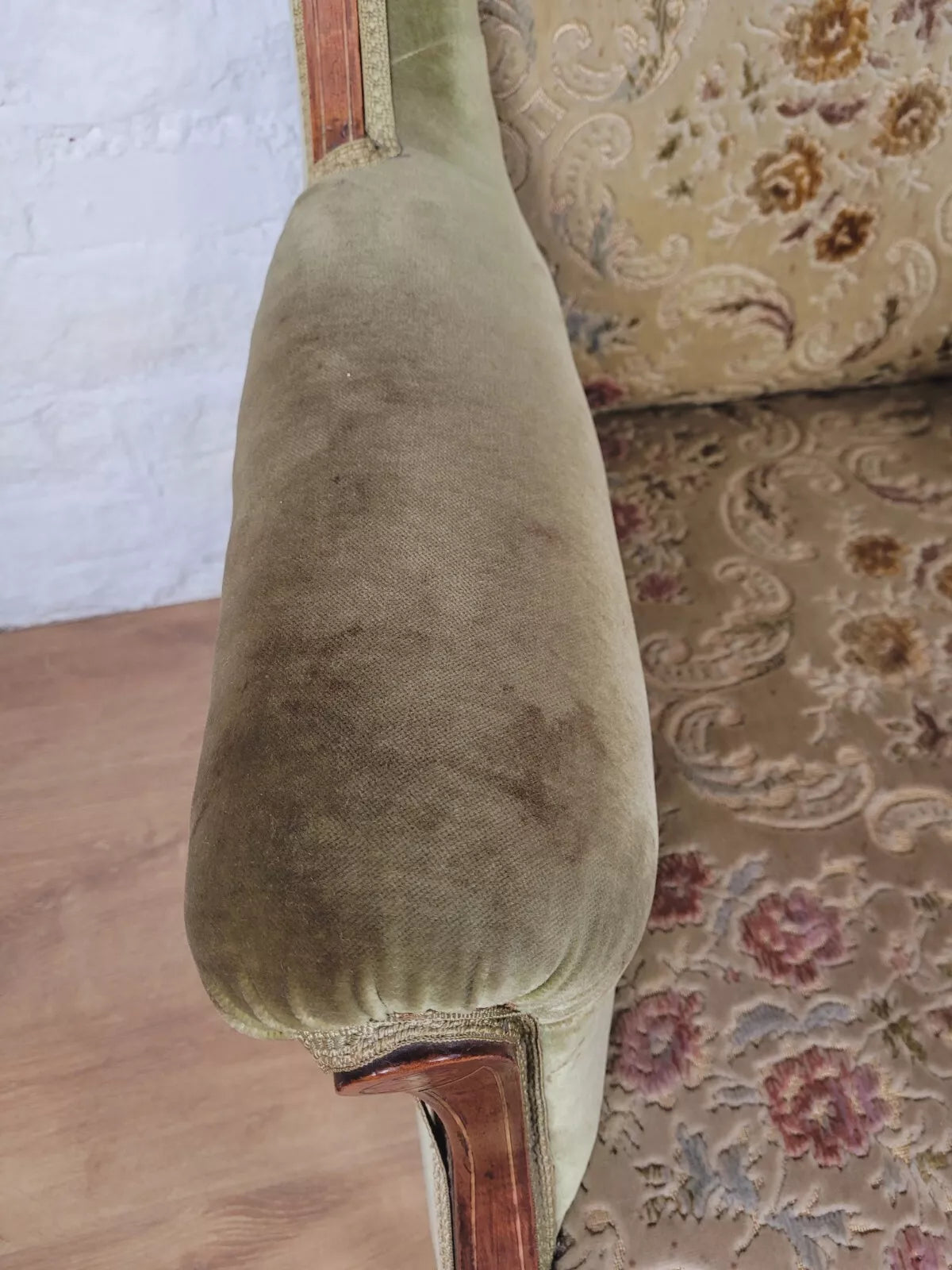 Edwardian Armchair Wing Back Patera Inlaid Castors Upholster Delivery Available