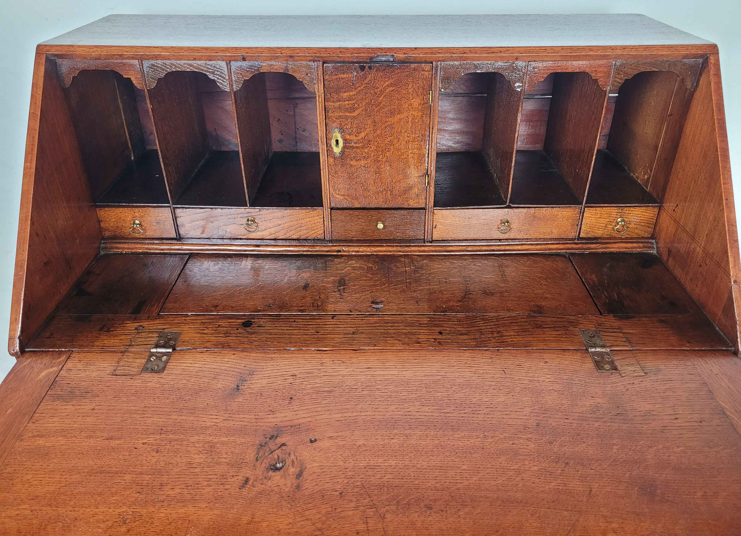Victorian Writing Bureau Desk 19thC Oak Drop Handles Antique Delivery Available