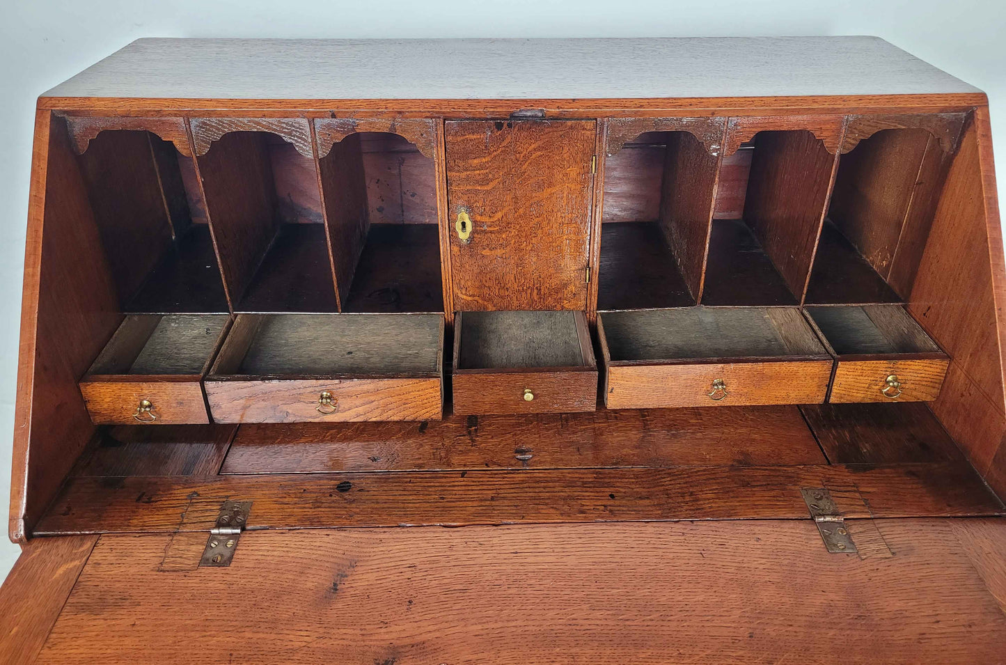 Victorian Writing Bureau Desk 19thC Oak Drop Handles Antique Delivery Available
