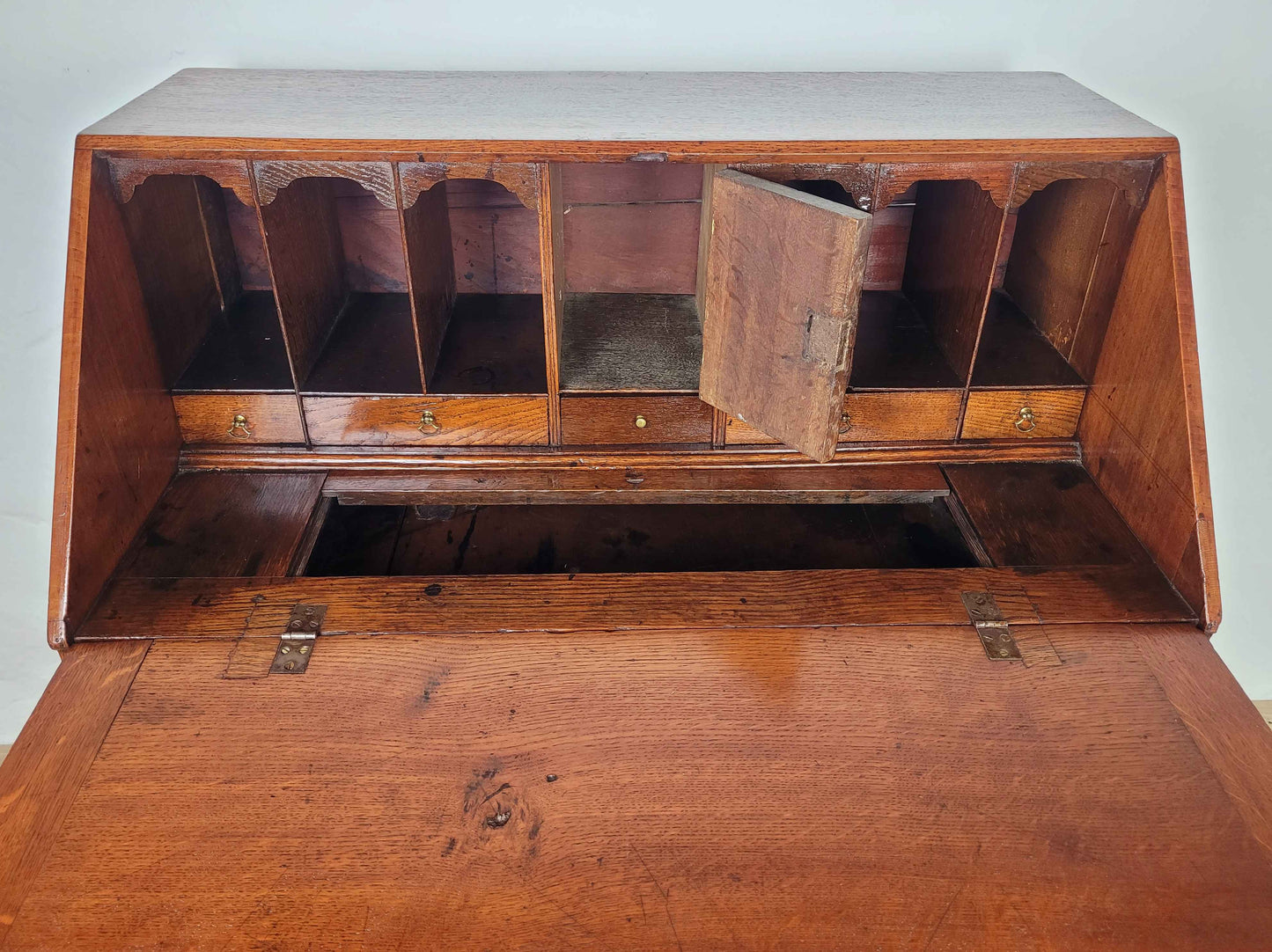 Victorian Writing Bureau Desk 19thC Oak Drop Handles Antique Delivery Available