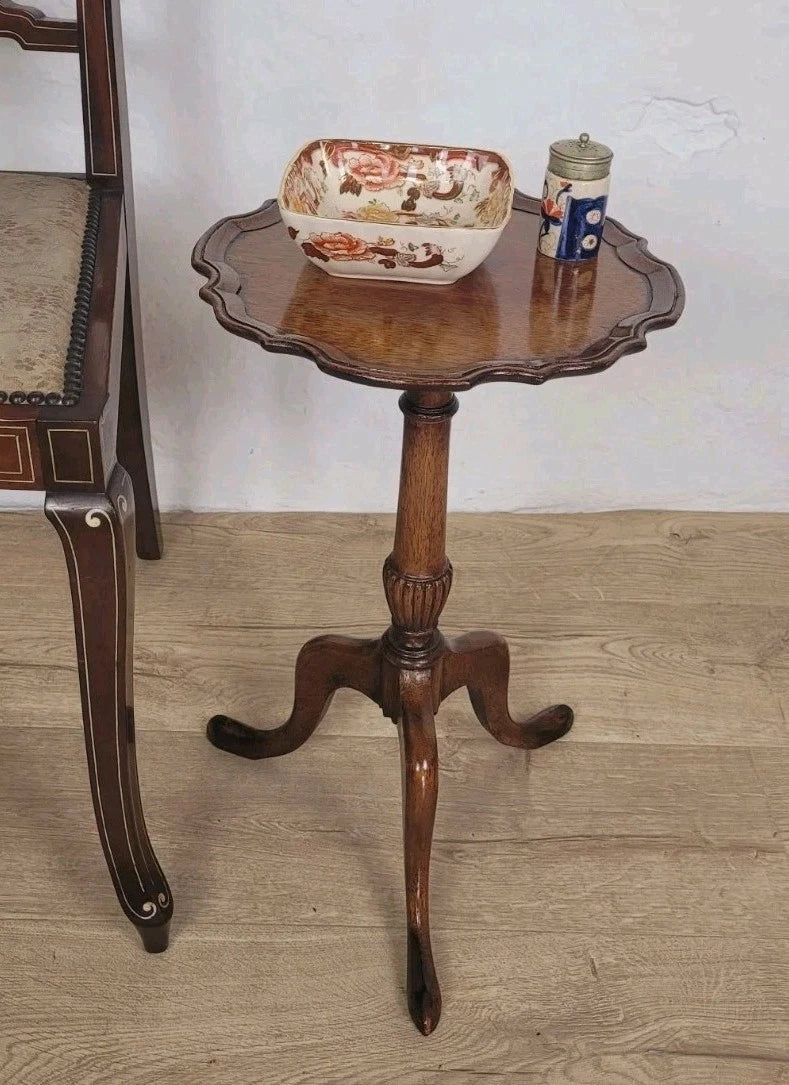 Tripod Wine Table English Scalloped Edge Antique Style 1960s Postage Available