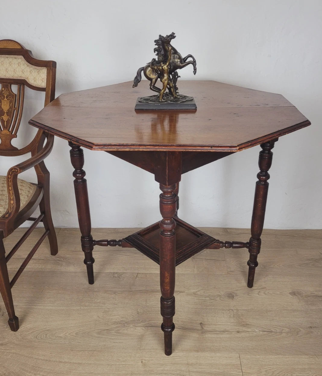 Edwardian Octagonal Table Occasional Shelf Mahogany Postage Available