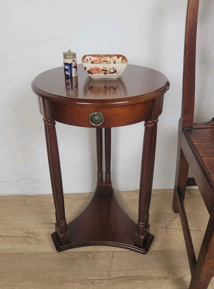 Vintage Occasional Table Circular Regency Style Drawer Postage Available