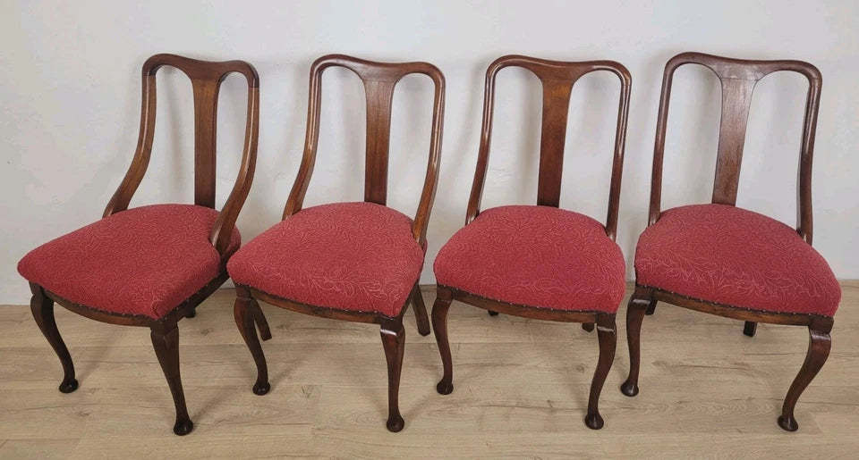 Vintage Dining Chairs Set Of 4 1950s Queen Anne Legs High Back Postage Available
