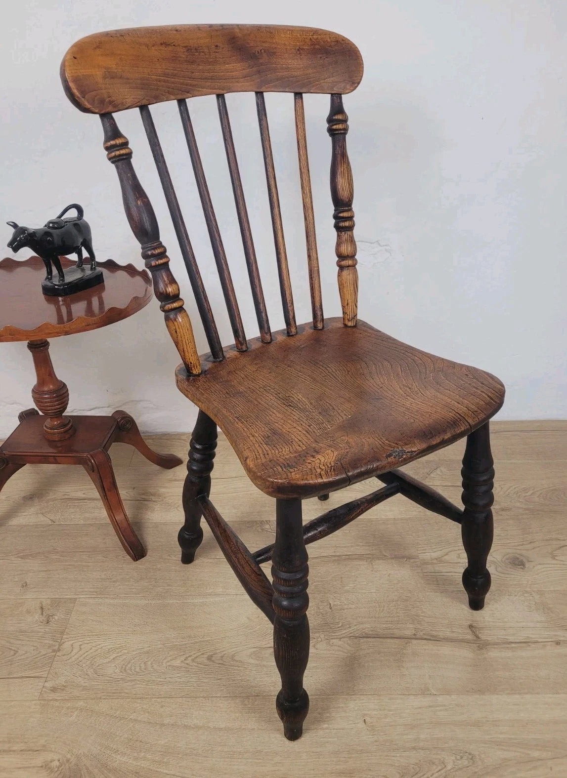 Elm Victorian Kitchen Chair Country Spindle Back Antique Postage Available