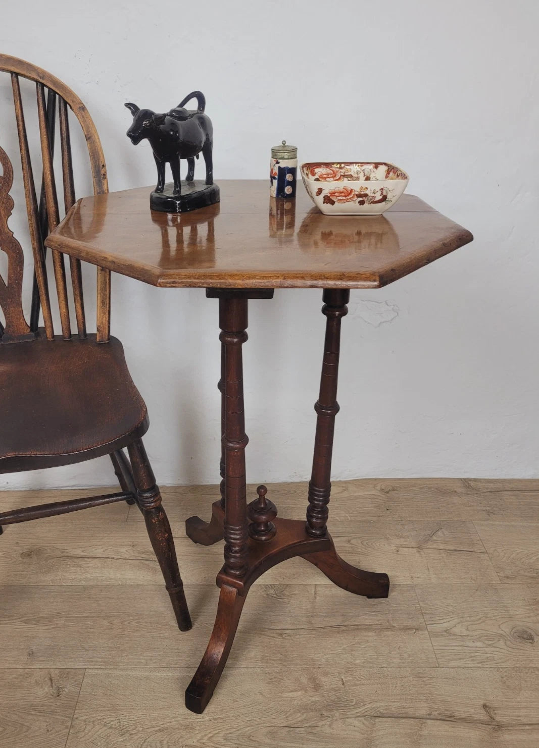 Victorian Octagonal Occasional Table Tripod English Mahogany Postage Available