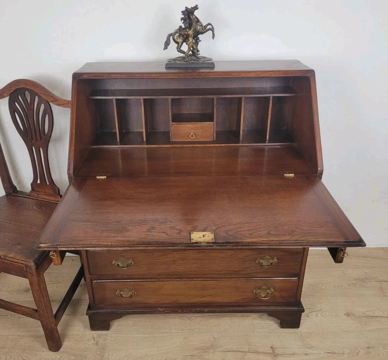 Oak Writing Bureau Desk Bevan Funnell Antique Style Handles Delivery Available