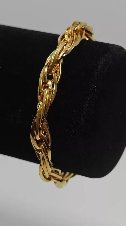 Rare Twisted Oval 9ct Gold Bracelet 7.5"