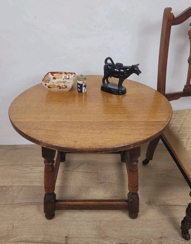 Oak Occasional Table Circular Country Rustic Vintage C1930 Postage Available