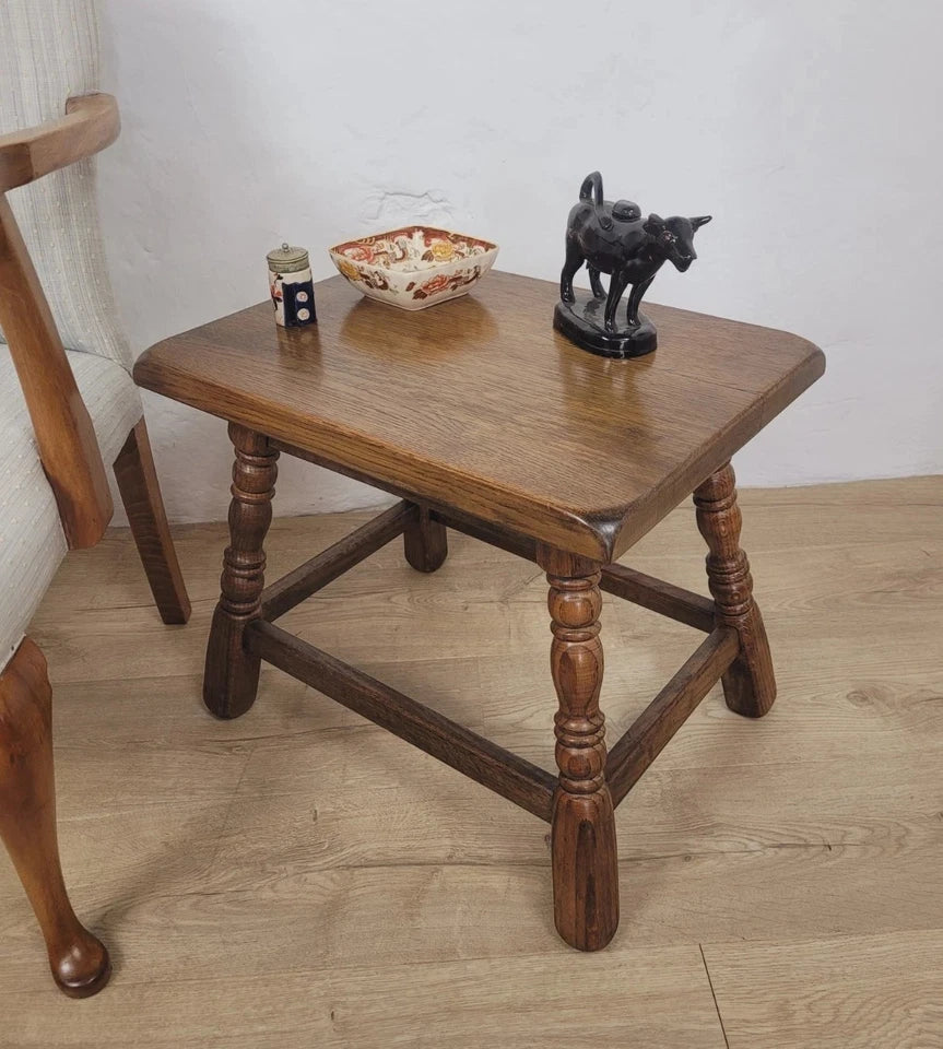 Oak Occasional Side Table Vintage Rectangular Country Postage Available