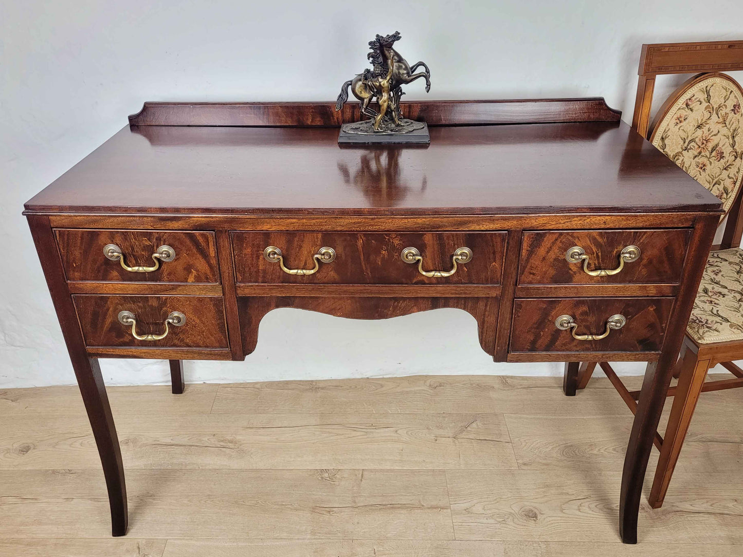 Vintage Ladies Writing Desk Mahogany 1950s Swan Neck Handles Delivery Available