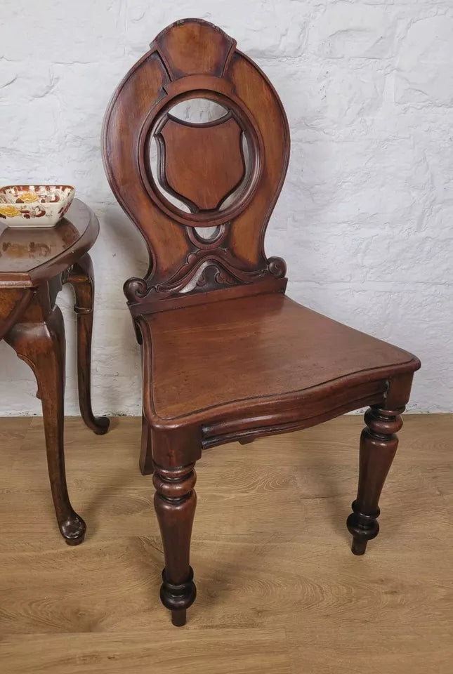 Georgian Shield Back Chair Hall Circa 1860 Carved English Postage Available