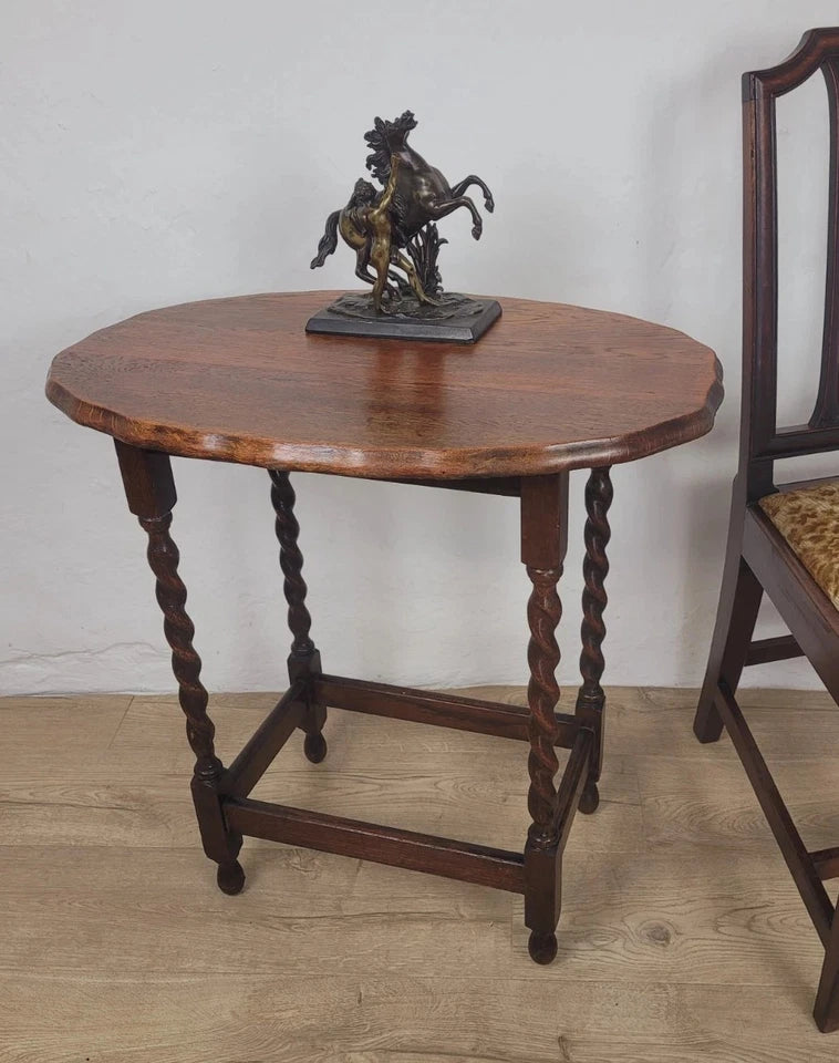 Barley Twist Occasional Table Oak Figured Country English Postage Available