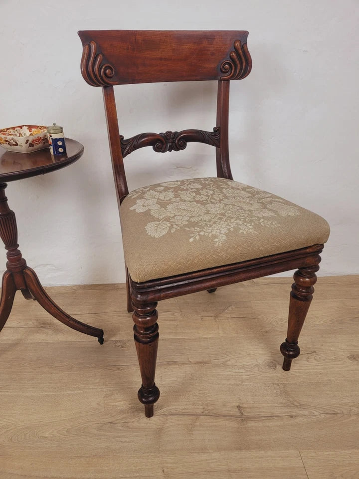 Victorian Bar Back Chair Floral Carved Needlepoint Antique Postage Available
